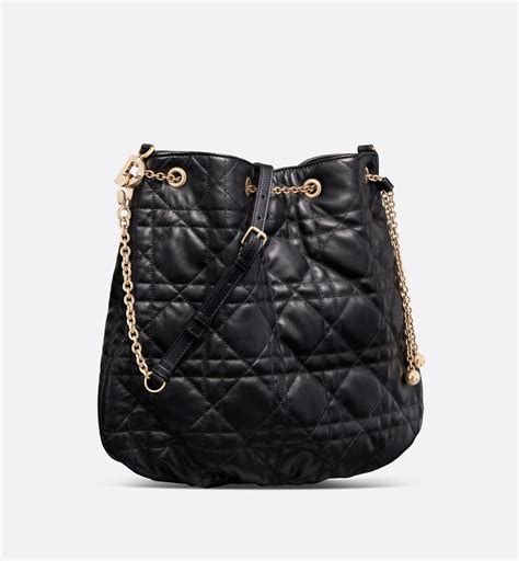 Large Dior Ammi Bag Black Supple Macrocannage Lambskin